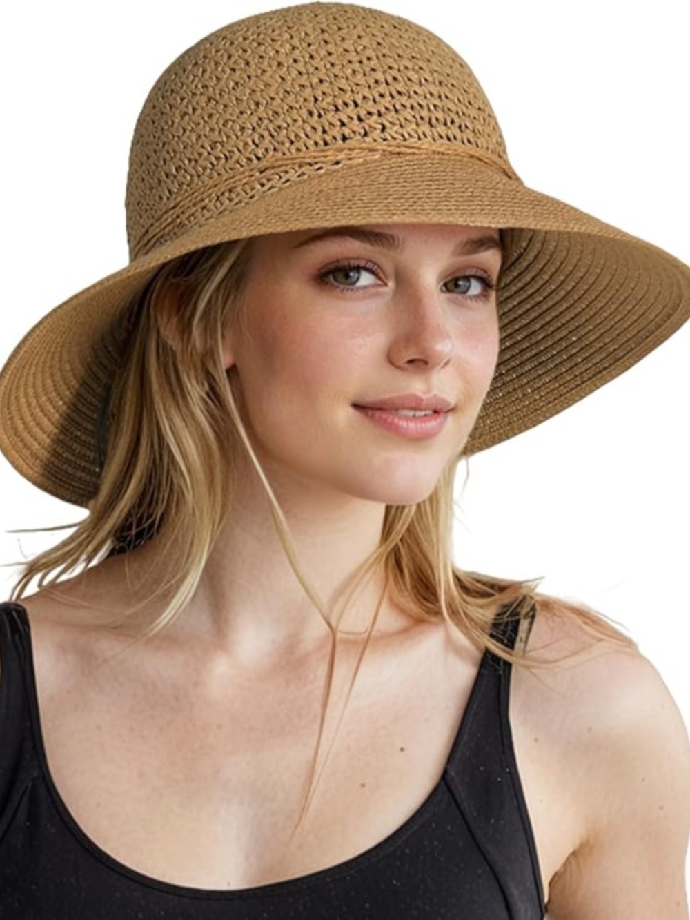 NWT Harikery Khaki Packable Straw Beach Sun Hat